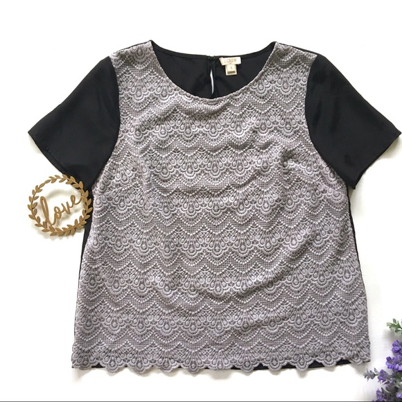 J. Crew Factory Tops - J Crew Gray Lace Front
